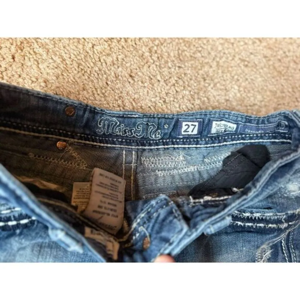 Miss Me Distressed Bermuda carpis shorts with Embellished Pockets - Cutoff Style - Image 4