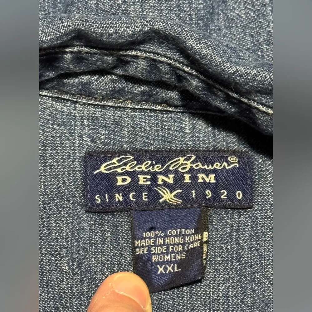 EUC Eddie Bauer Vintage Denim Button Down Jacket with pockets size XXL - Image 9