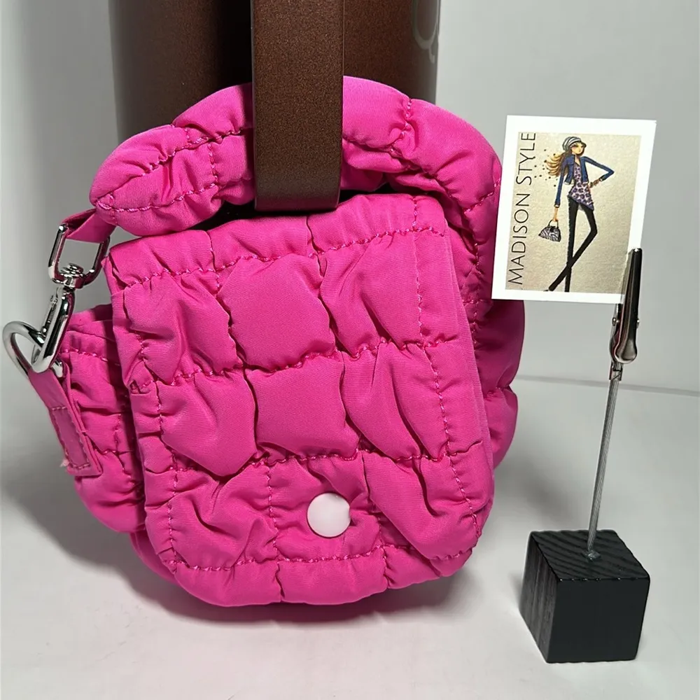 Mini Quilted Puffer Pouch #1041 Pink - Image 2