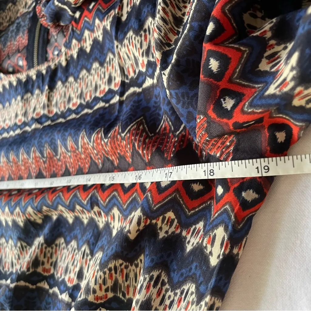 One Clothing  Navy Multicolor Patterned Long Sleeve Romper with Pockets - Image 6