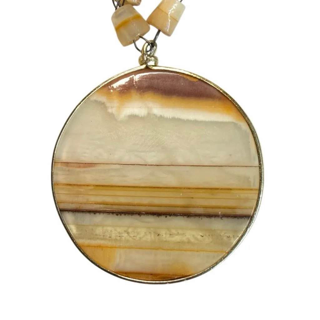 Vintage Artisan Banded Natural Stone Statement Necklace - Image 14