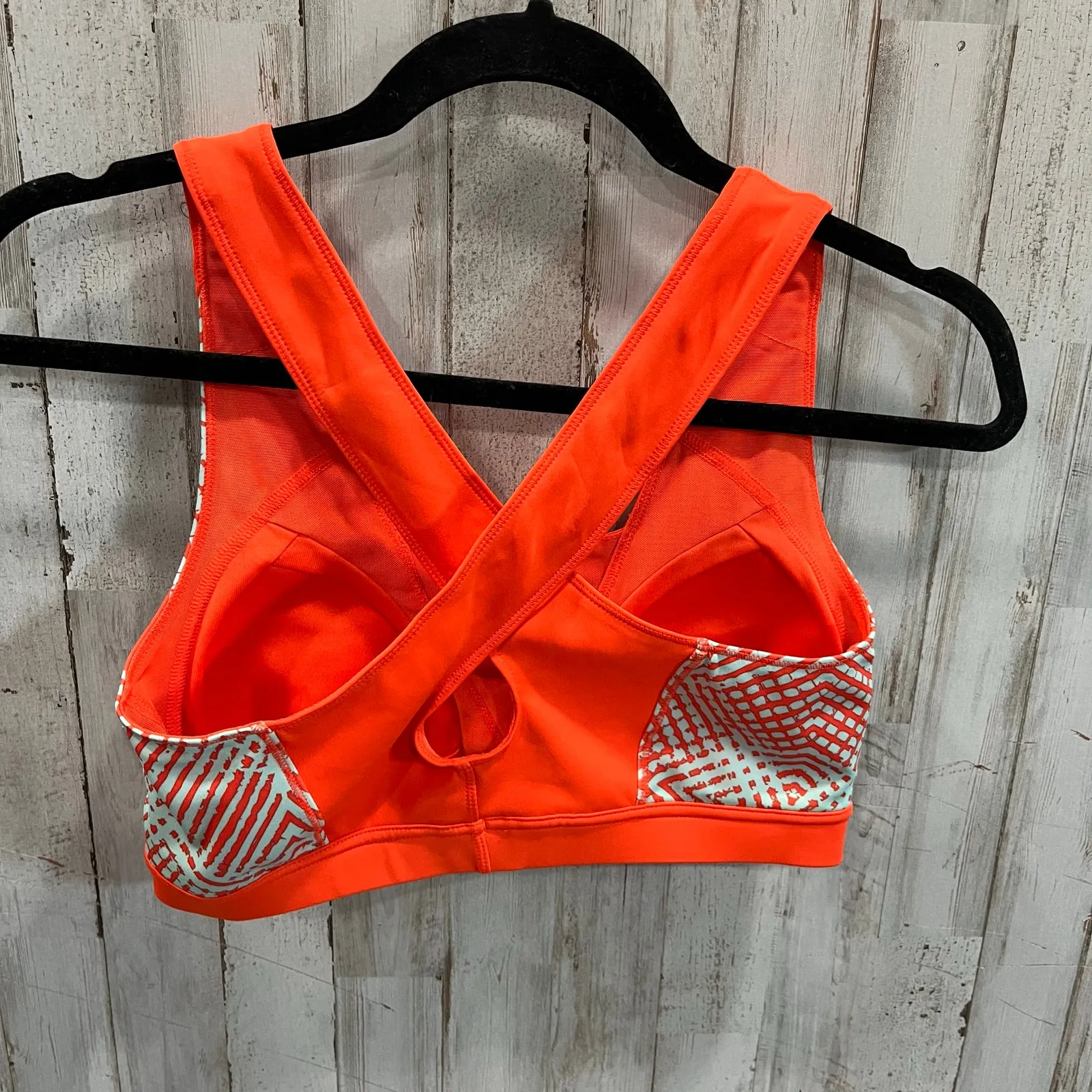 Adidas Red Orange Patterned Cross Back Padded Sports Bra NO SIZE Gym Yoga - Image 2