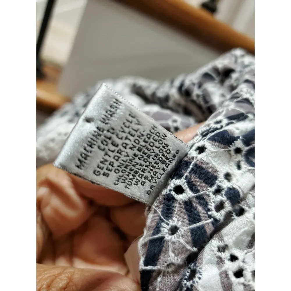 Chico's Women's Black & White Cotton Collared Button Down Short Sleeve Shirt 2 - Image 10