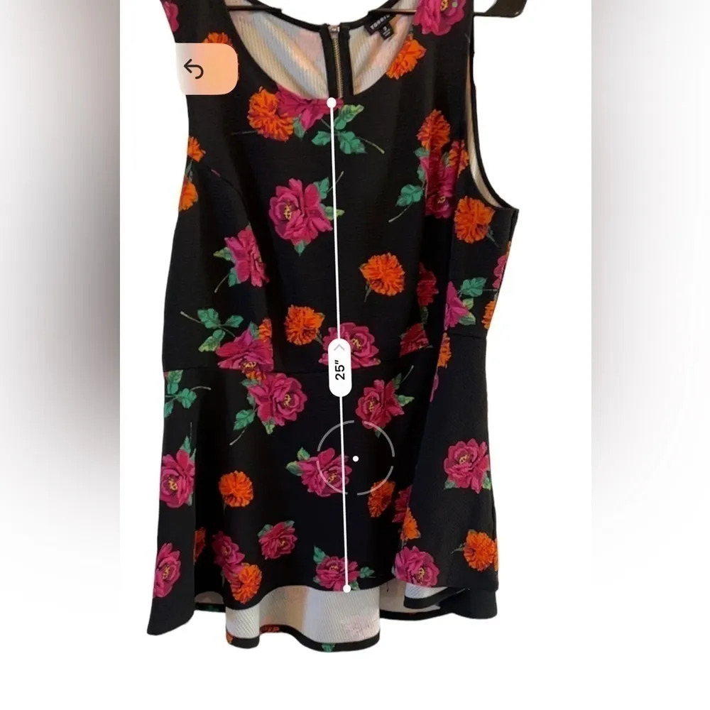 Torrid Tunic Top black with flowers‎ Dress zipper Size 3 - Image 7
