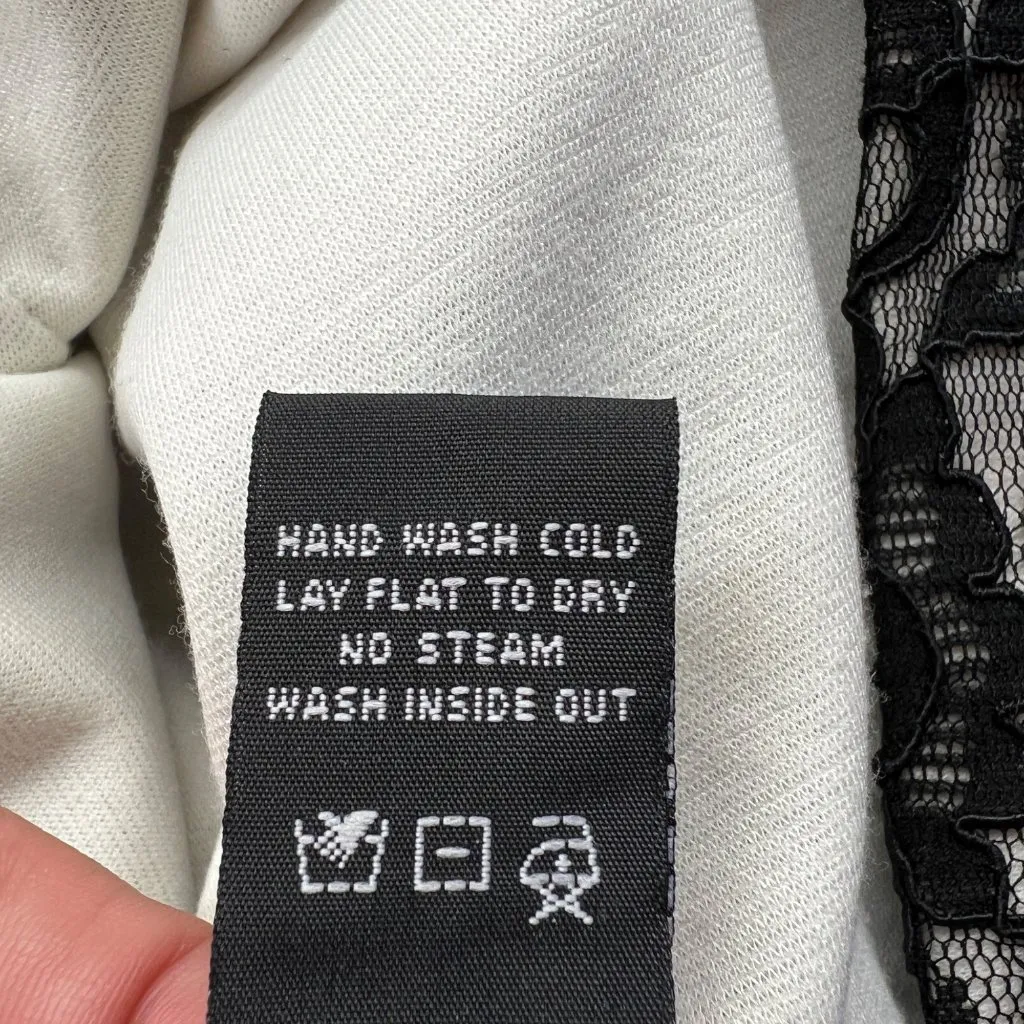 Jax Lace Sheath Dress With Cap Sleeves Floral Waist Detail Black Ivory Size 12 - Image 11