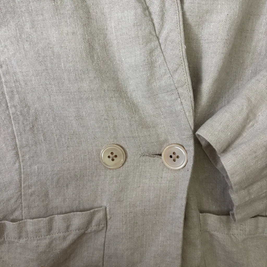 Vivid Linen Blazer Womens Size Small Cream Off White Summer Neutral Basic - Image 3