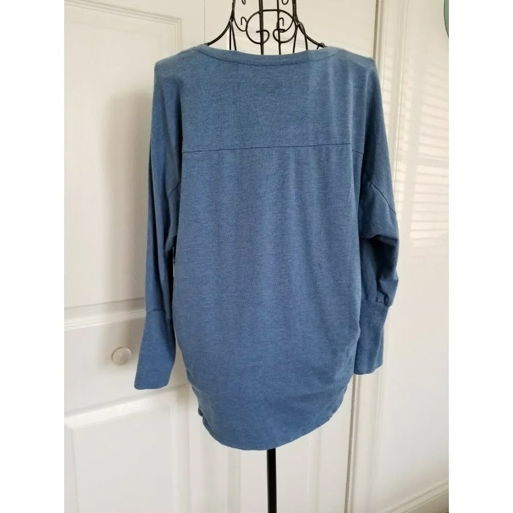 Two by Vince Camuto Blouse Top 3/4 Sleeve Two Blue Shades V Neck Size Small - Image 3