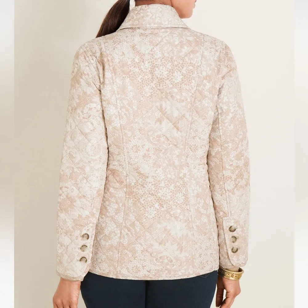 Nwt Chico’s Beige Lace Pattern Quilted Jacket - Image 3