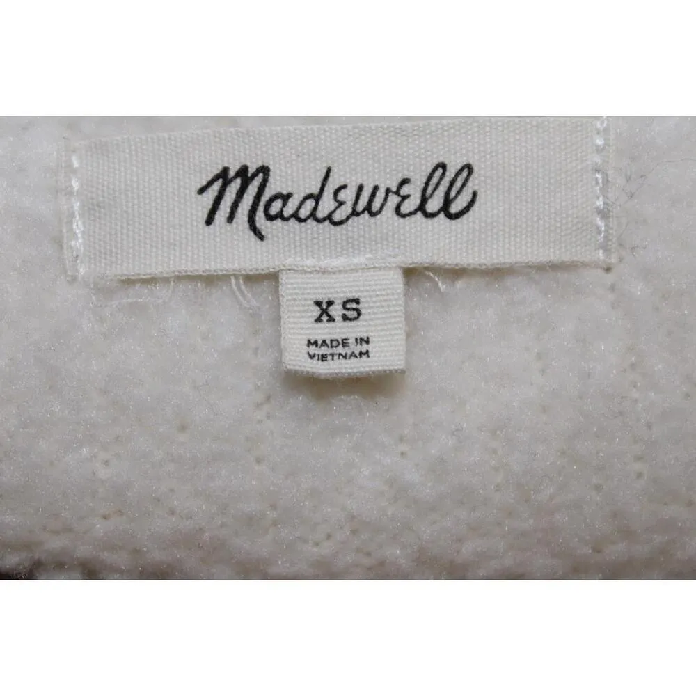 Womens Madewell Polartec Fleece Popover Jacket Antique Cream Sherpa K1507 Sz XS - Image 3