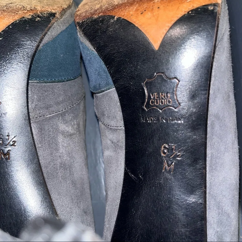 Vintage YSL Suede Colorblock Pumps Heels Gray Size 6.5 - Image 10