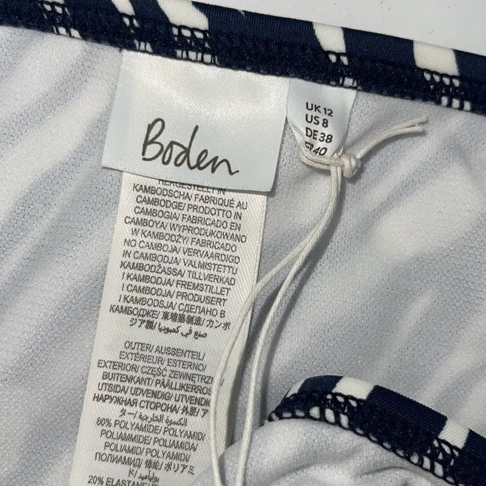 Boden String Animal Zebra Print Bikini Bottom Navy‎ NWT Size 8 Blue - Image 4