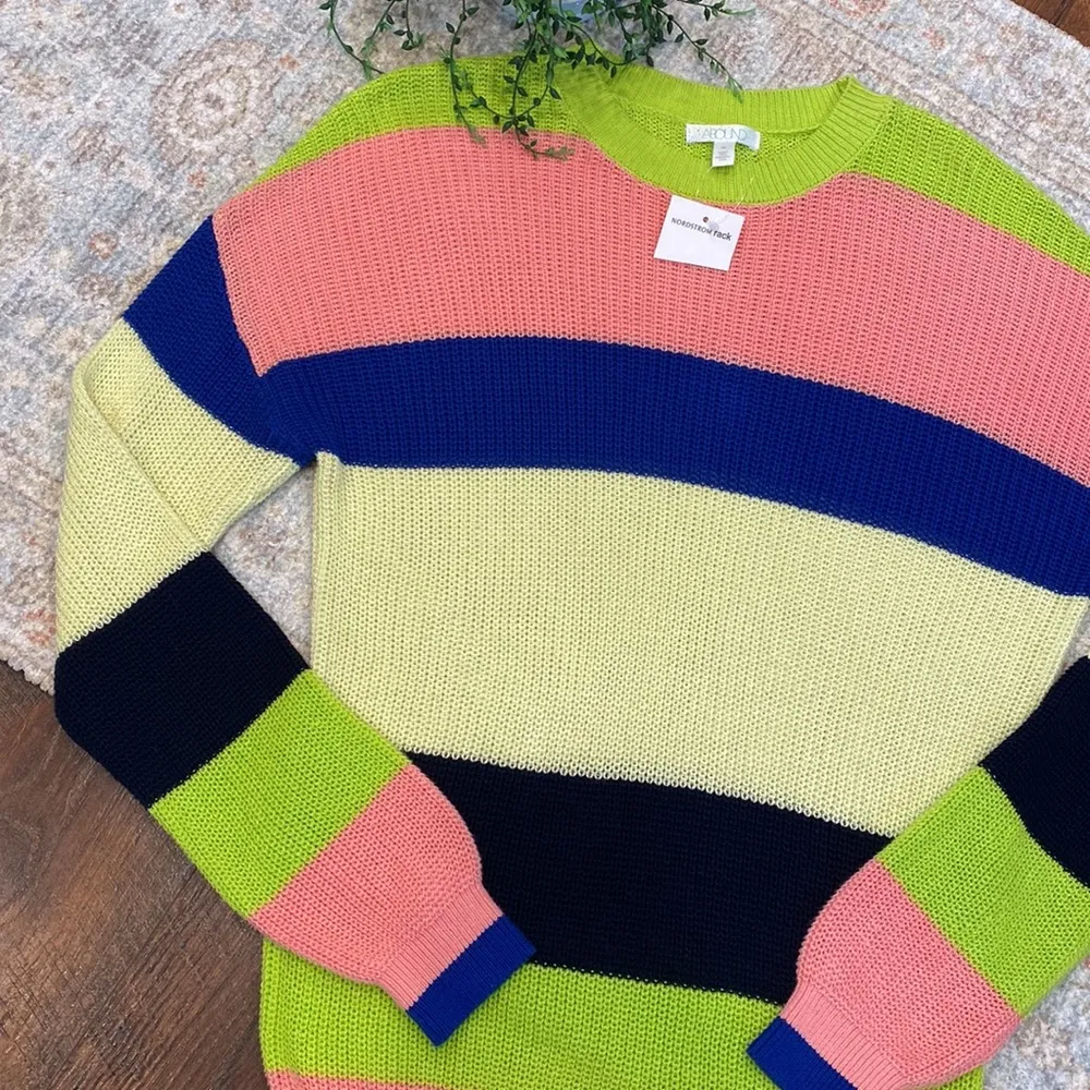 Abound NWT Neon Striped Sweater - Image 2