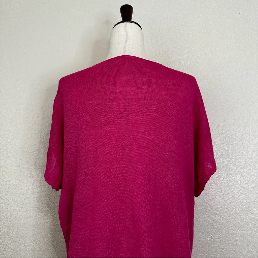 Eileen Fisher 100% Linen Pink Loose Knit Dolman Sleeves Sweater, Sz Small - Image 8