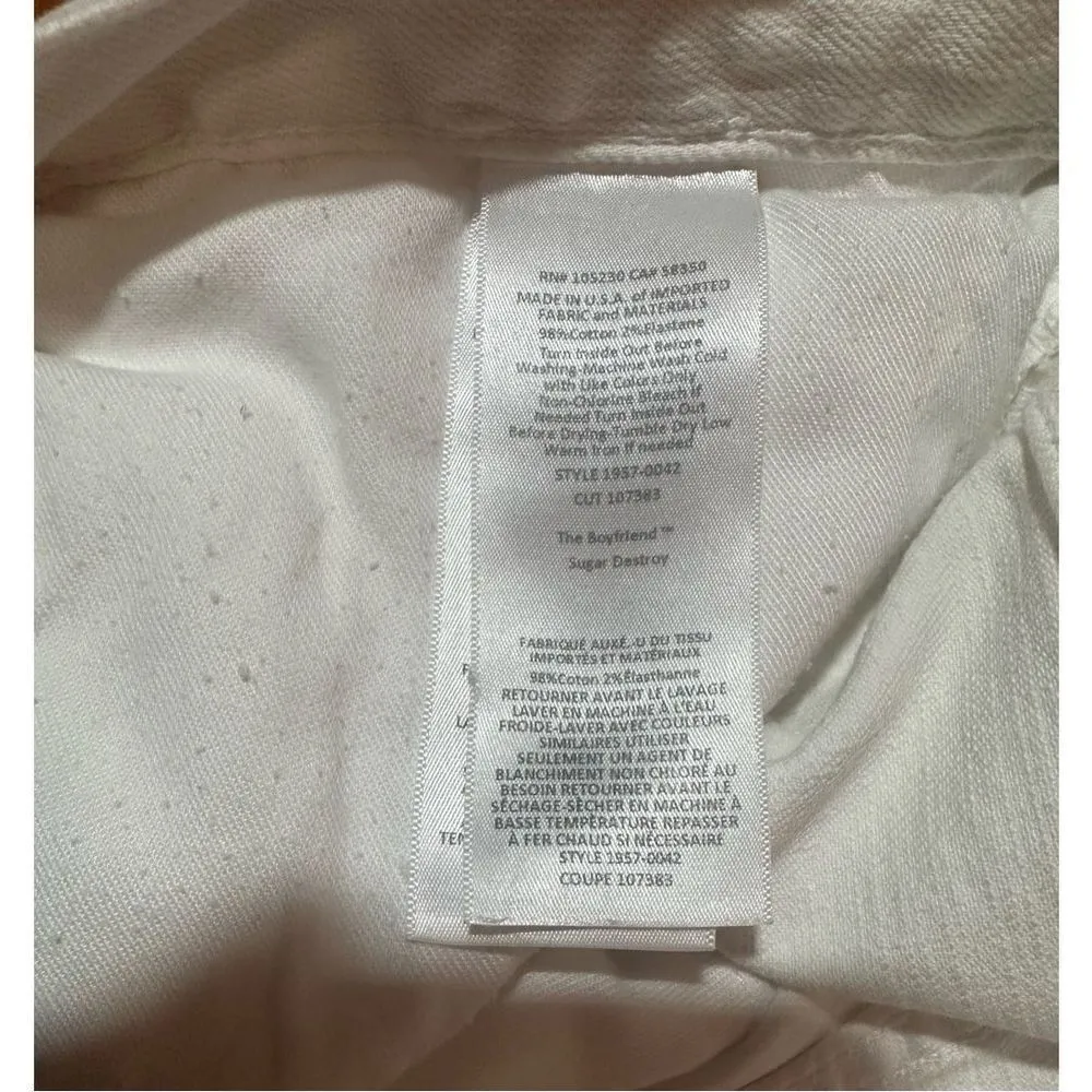 Current/Elliott The Boyfriend in Sugar Destroy mid rise distressed white jeans - Image 10