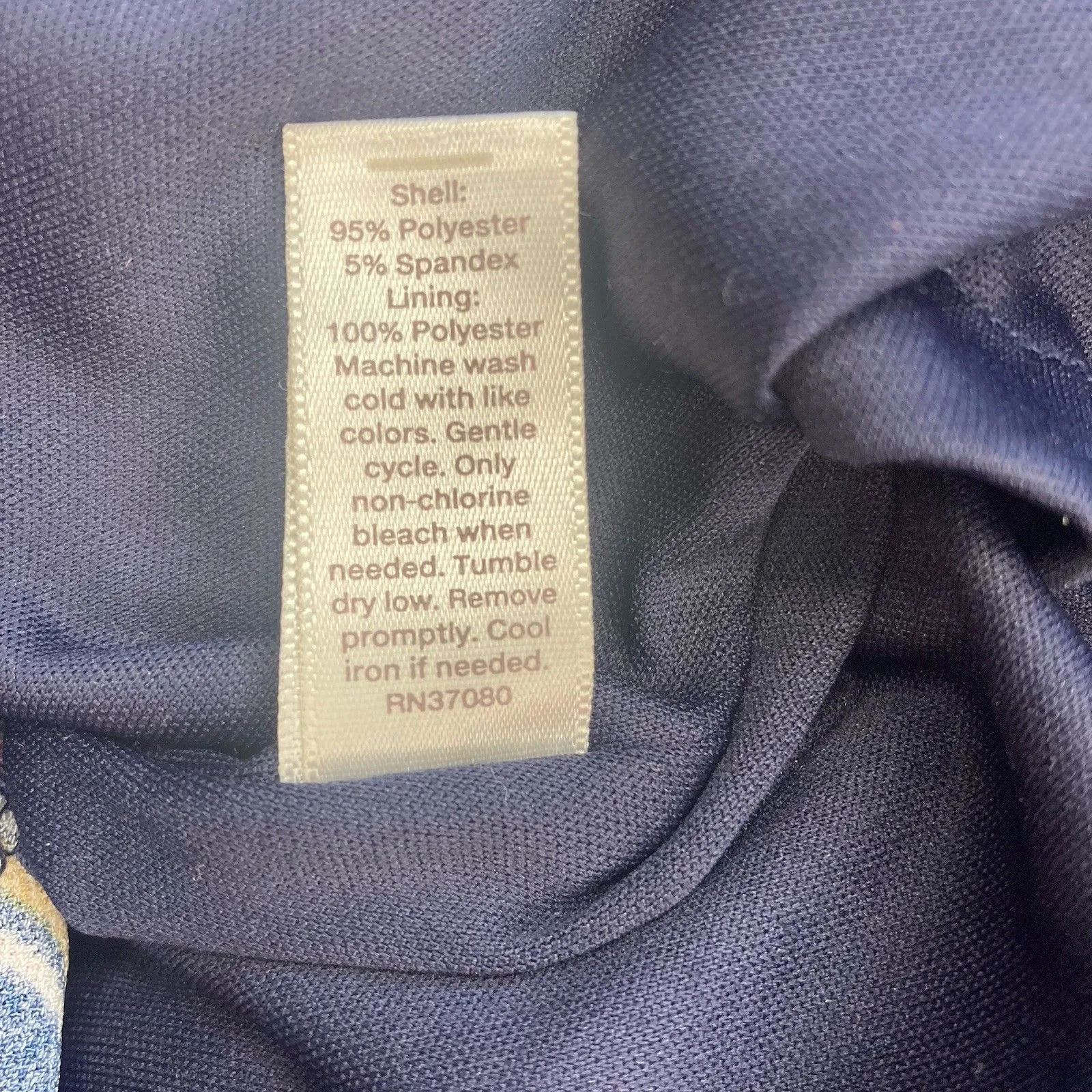 Womens Jumpsuit Sleeveless Mixed Stripe Wide Leg Size XL Navy Blue Tie Waist - Image 9