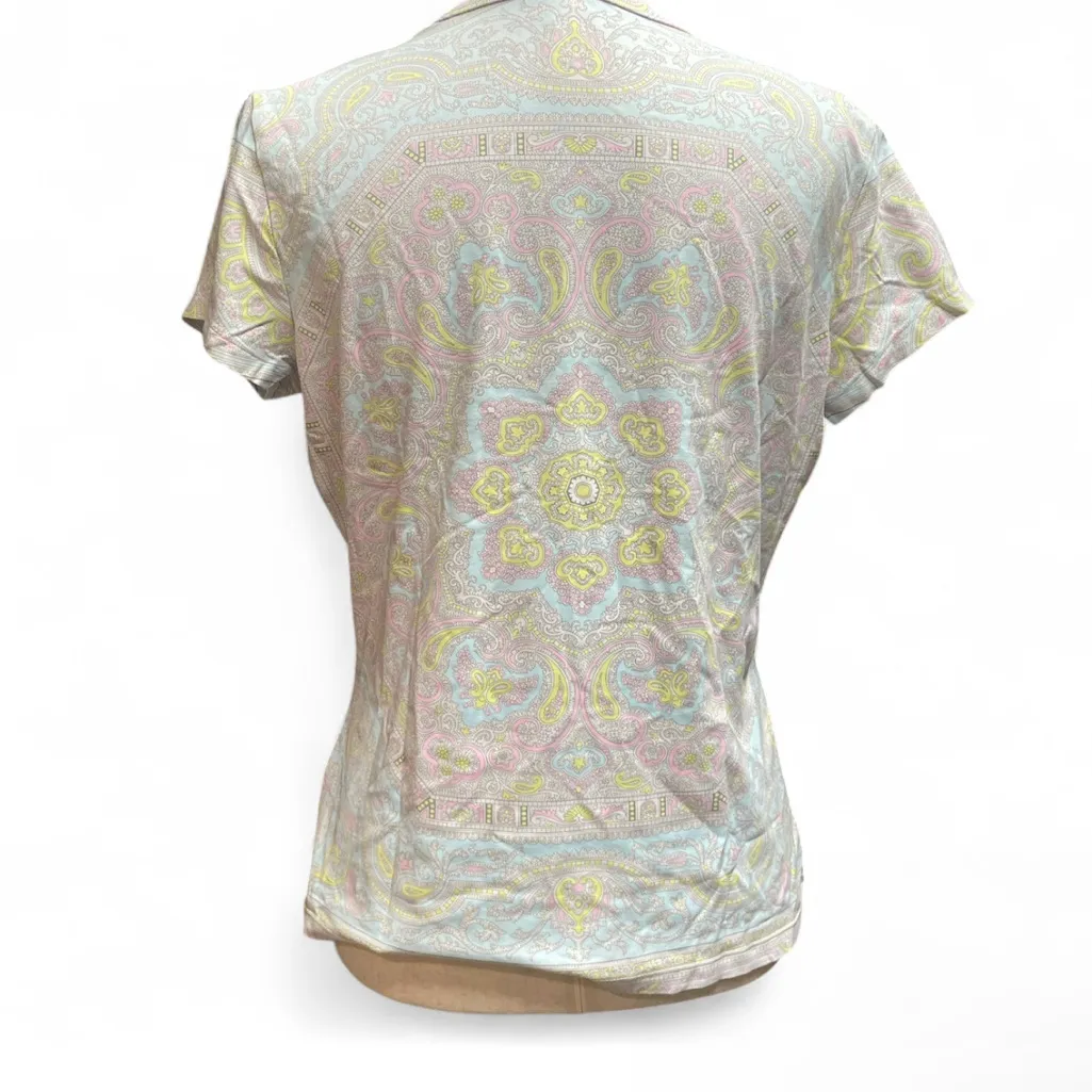 J McLaughlin Pastel Paisley Short Sleeve Preppy Euro Girl Large Coquette - Image 3