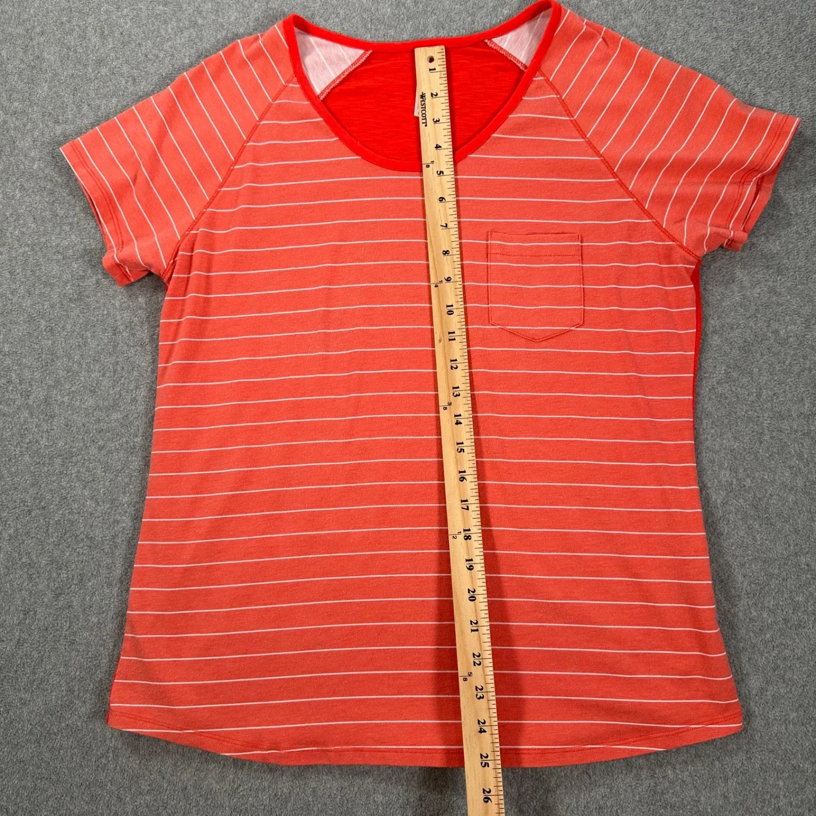 Kuhl Striped Pocket Tee Shirt Women's Large Orange CoolPlus Short Sleeve *Worn - Image 5