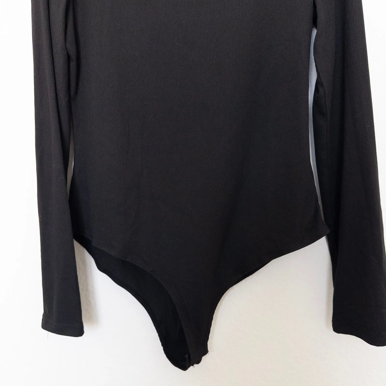 Cider ‎ Womens Bodysuit Size L Black Long Sleeve Stretch Basic Minimalist Casual - Image 4