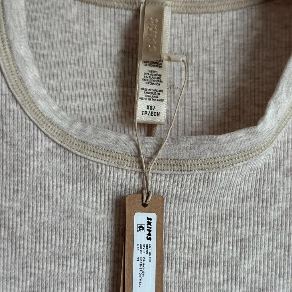 Skims Cotton Rib Dress in Heather Oatmeal, Size X-Small - Image 5