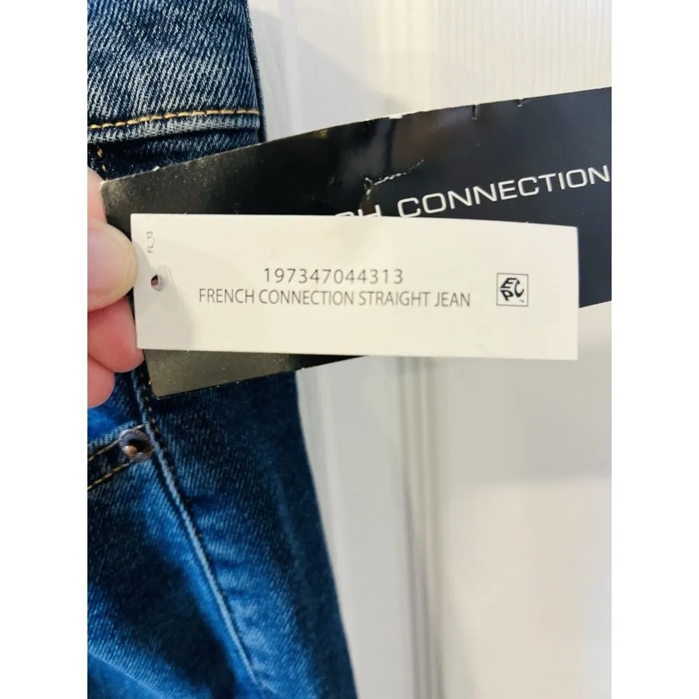 French Connection Essentials Women's High Rise Straight Jeans Dark Wash Size 14 Blue - Image 8