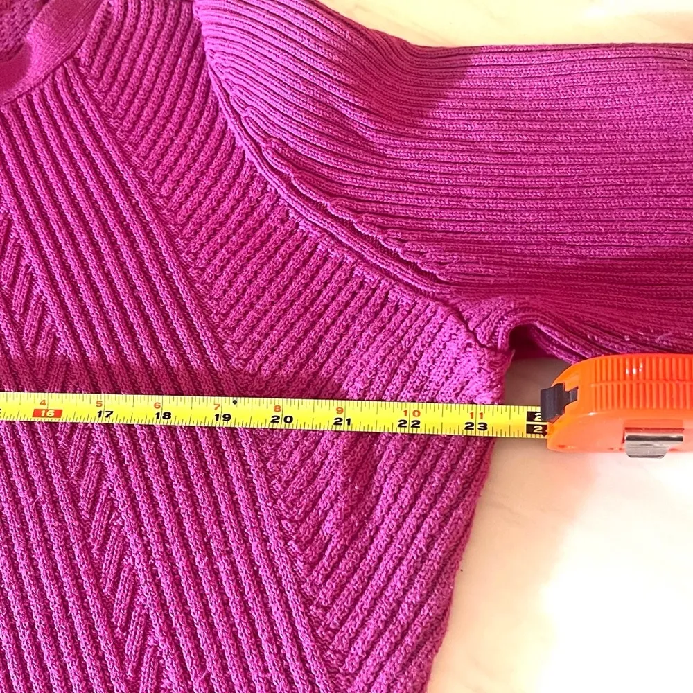 Allison Daley Plus 3X Fuchsia Ribbed Textured Knit Pullover Sweater - Image 4