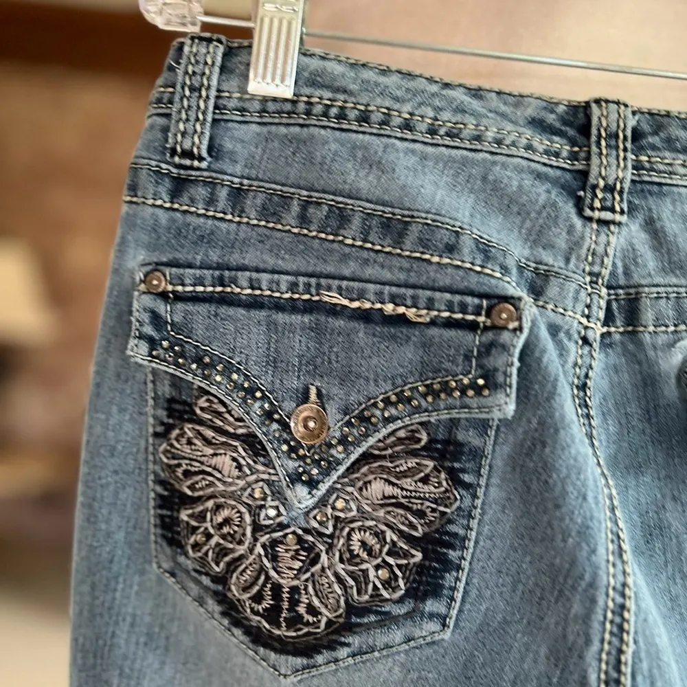 Nine West Date Night Jeans Bootcut Embellished Pocket Jeans 6/28 Midrise - Image 9