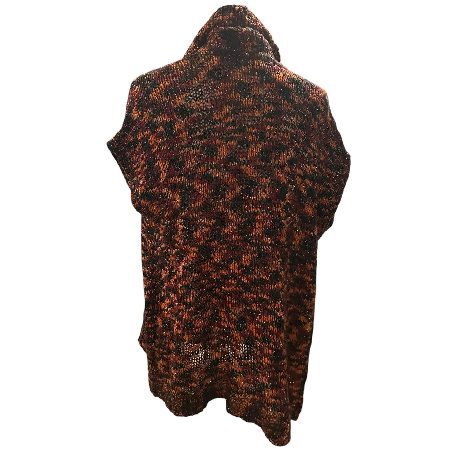 Erika Orange Red Black Sleeveless Sweater Cardigan Small - Image 2