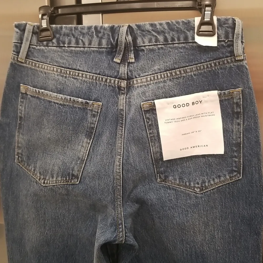 💕GOOD AMERICAN💕 Good Boy Side Frayed Straight Leg Jeans ~ Blue 818 6/28 NWT - Image 10