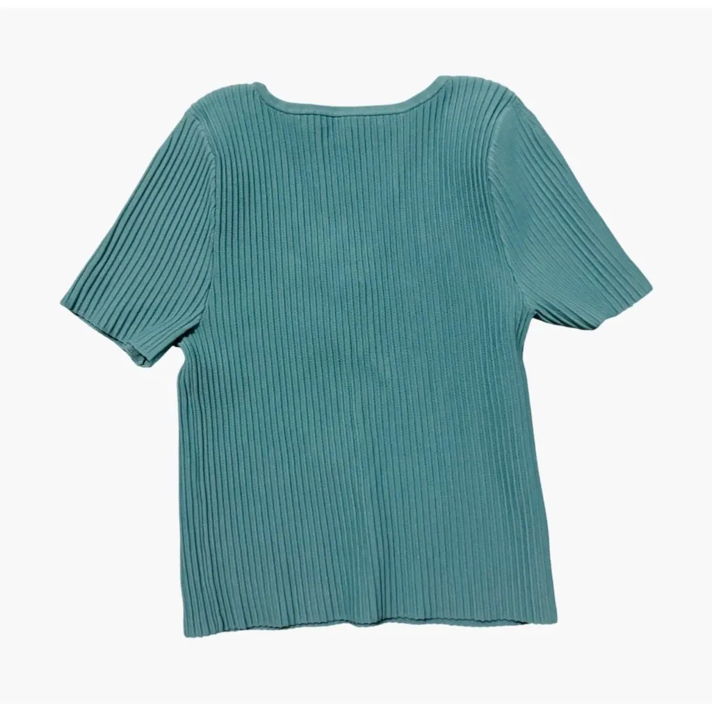 Madewell Ottoman Crop Sweater Tee Size S Turquoise Waters Short Sleeve - Image 3