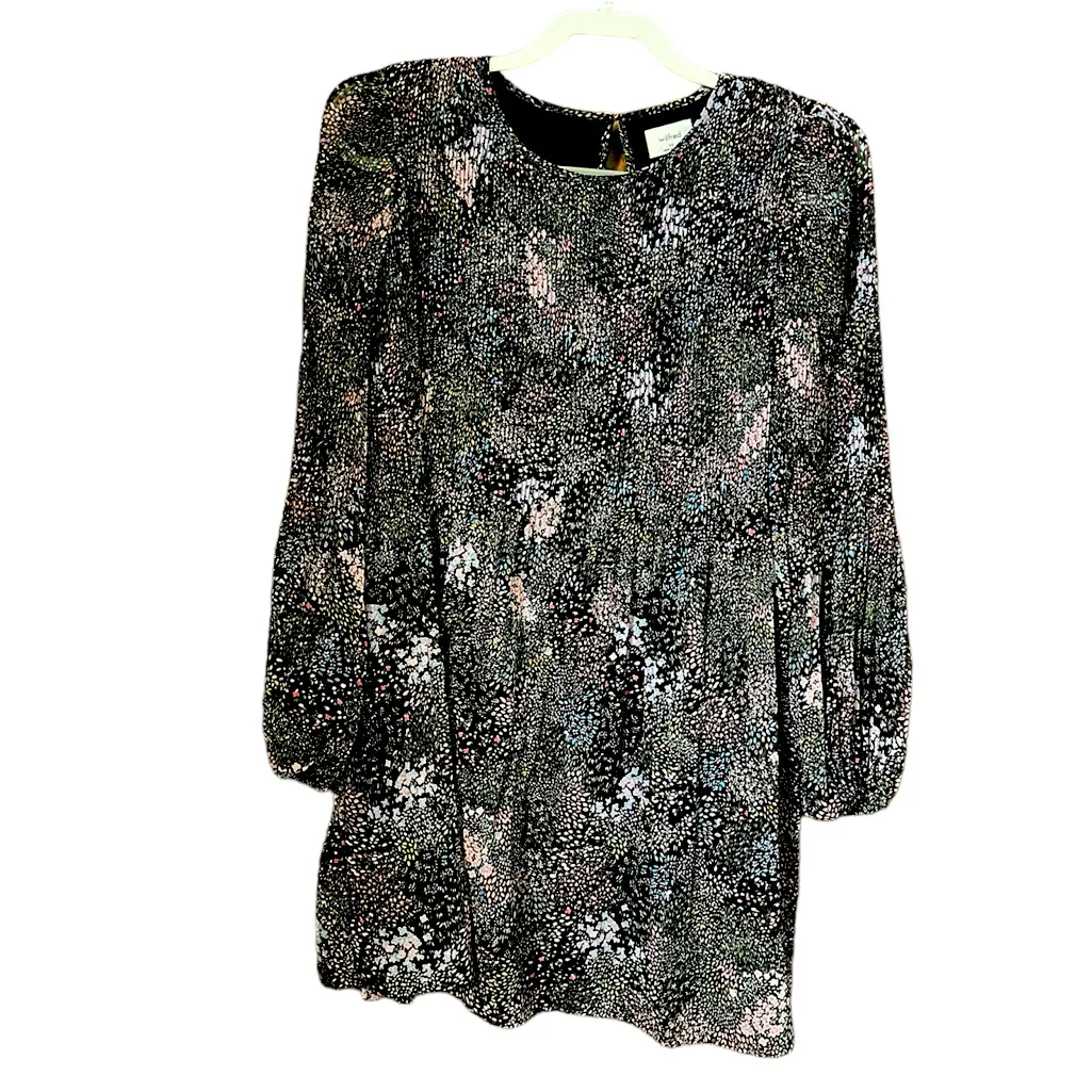 Aritzia Wilfred Black Floral Daydreamer Long Sleeve Pleated Mini Dress XS - Image 2