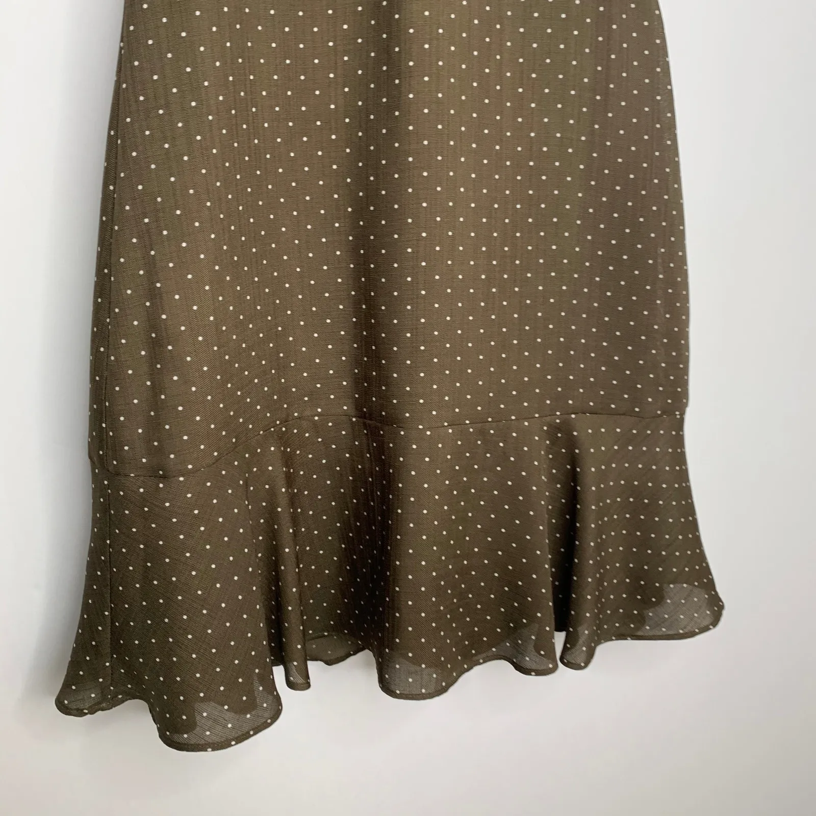 Alexis Benza Flutter-Sleeve Short Chocolate Brown Dot Mini Dress Womens XS - Image 4