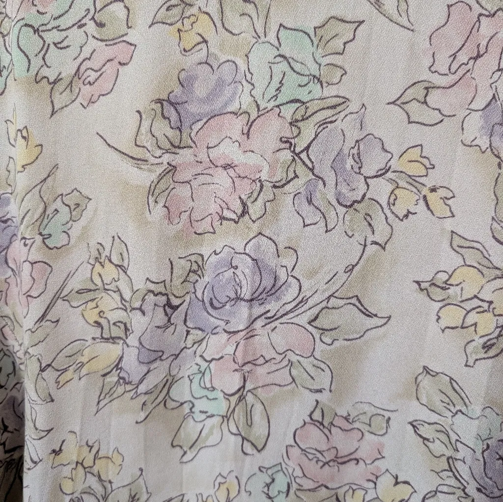 Vintage Frederick's Of Hollywood Heart Cutout Floral Nightgown Off White/Pastel - Image 5