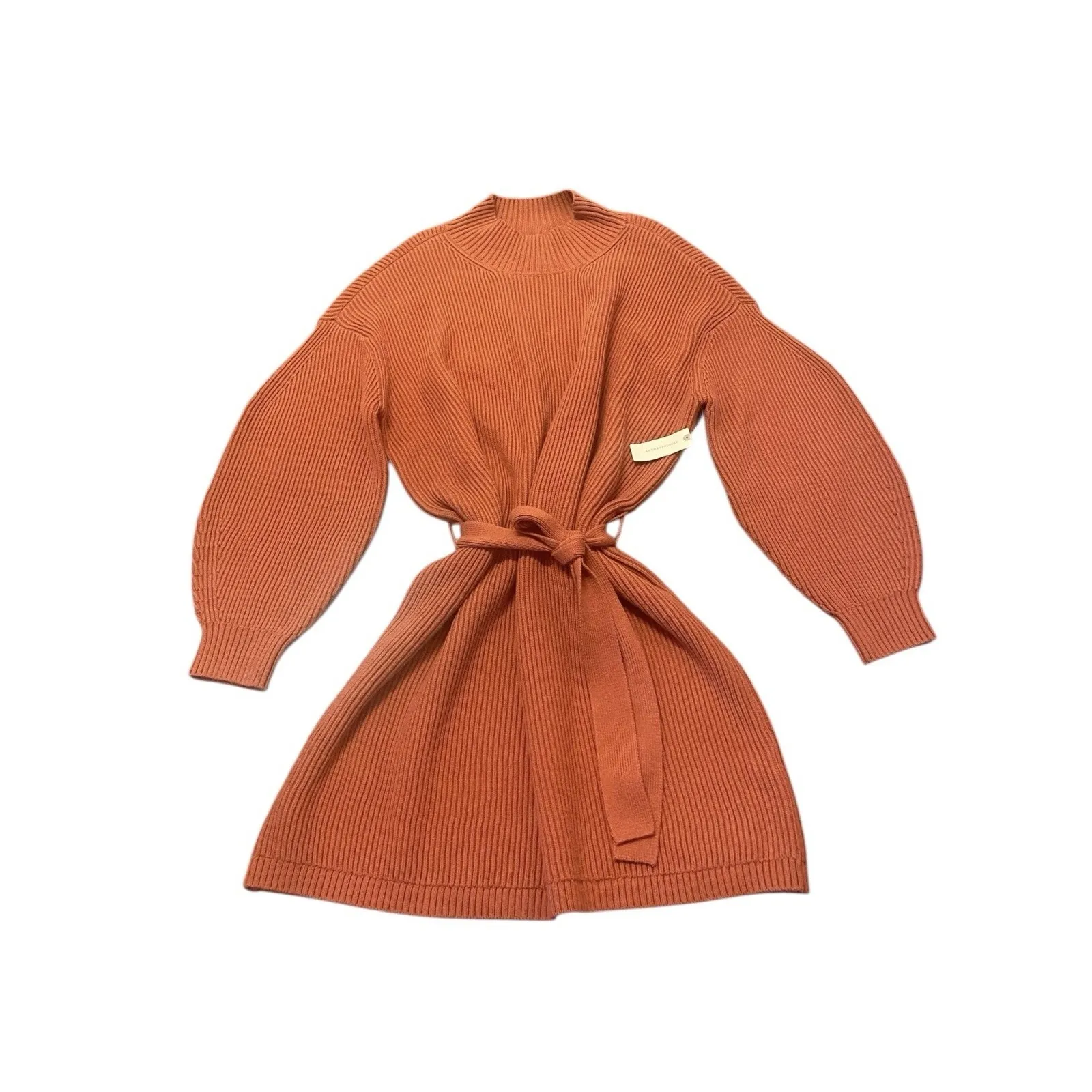 Anthropologie Maeve Mini Dress Cedar Long Sleeve Mock Neck Tie Waist  XL NWT‎ - Image 3