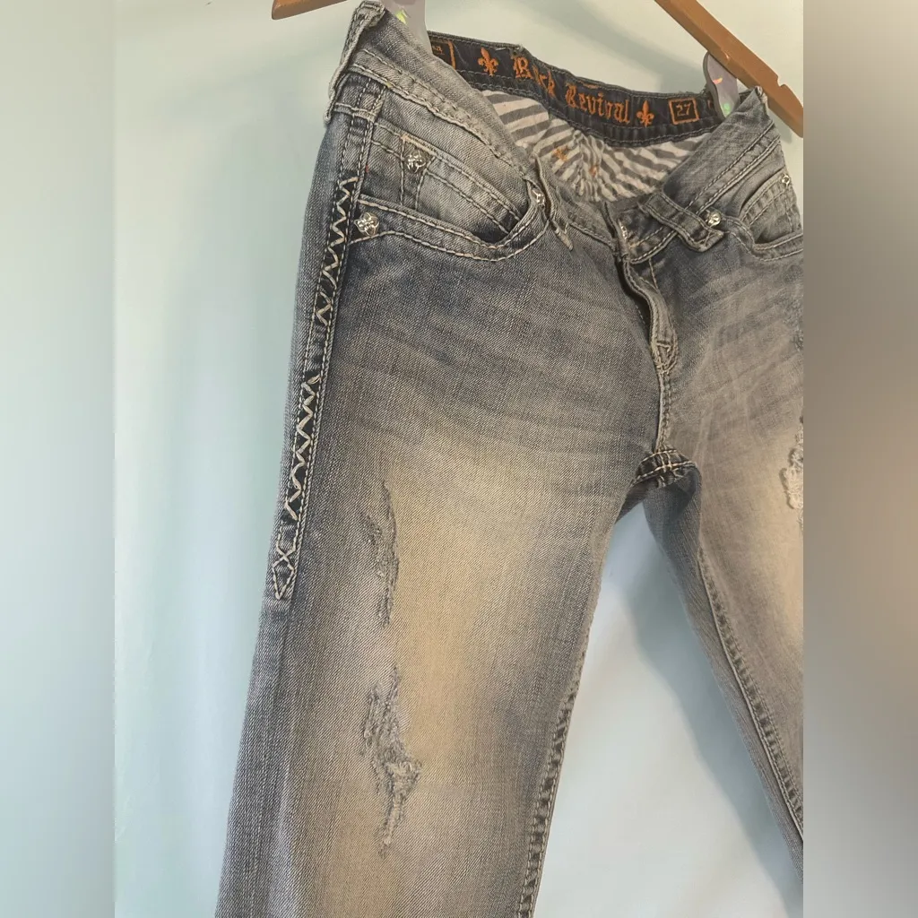 Rock Revival Cropped Embellished Cropped Jeans size 27 Kate Capri Y2K - Image 3