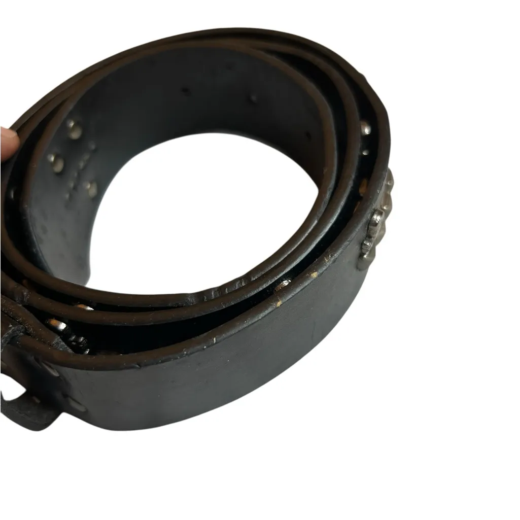Black Studded Skulls Leather Belt 37.5” Gothic Grunge Style Statement Accessory - Image 5