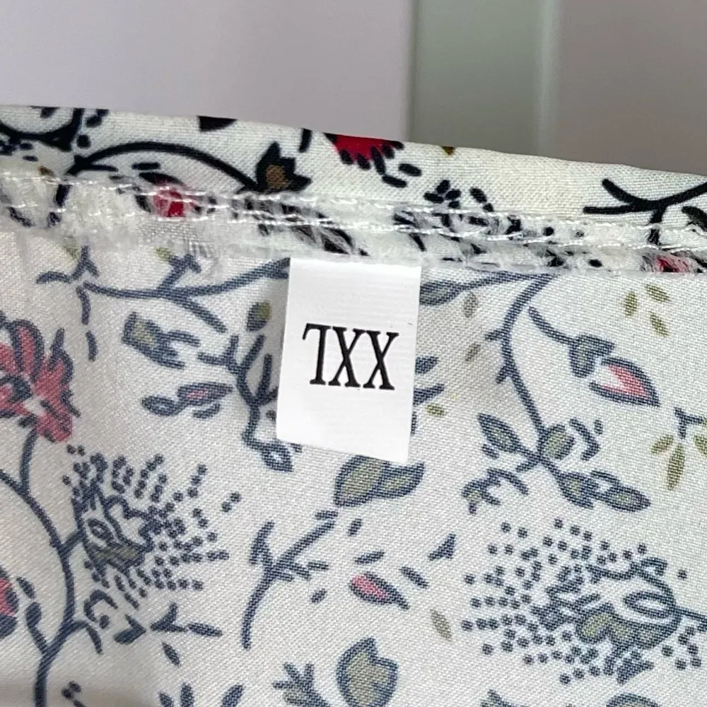 Boho 2X XXL Flowy Floral Modest V Neck Boxy Blouse Top Formal Office Teacher Blue - Image 4