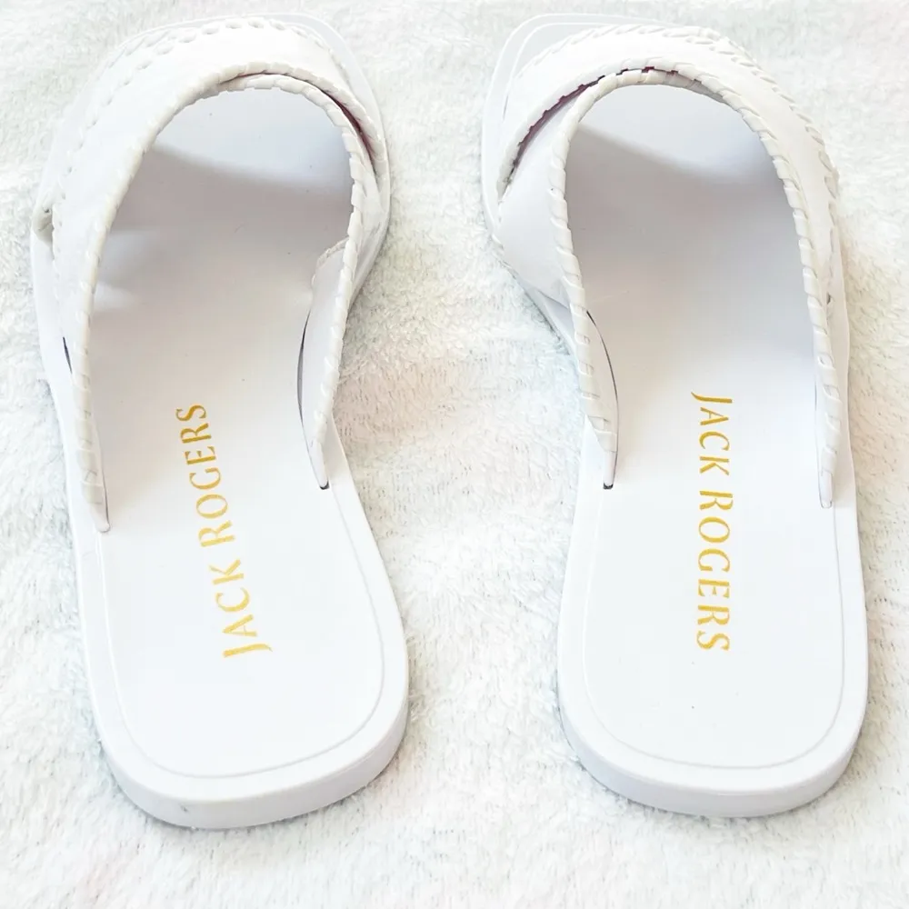 NEW Jack Rogers Sloane Criss Cross Jelly Solid White Sandals Flats Size 7 Medium - Image 5