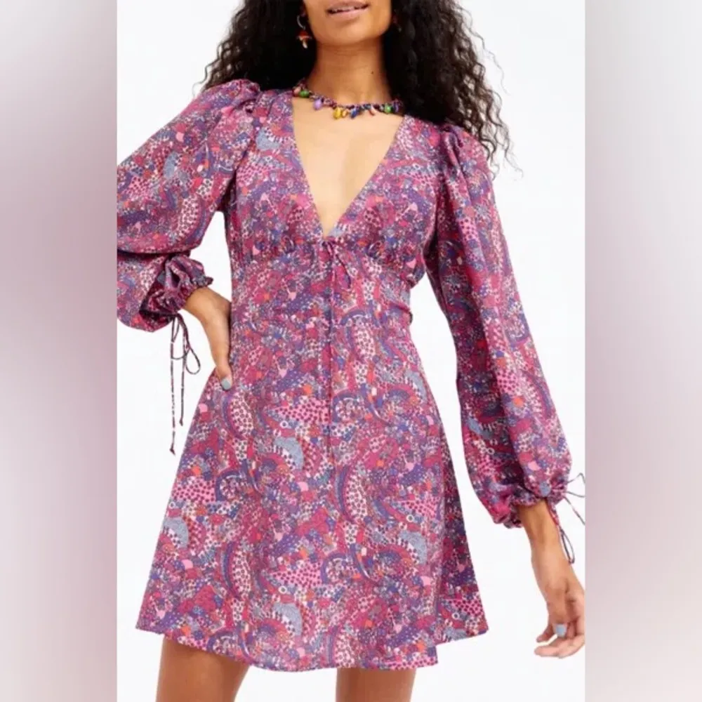 FOR LOVE & LEMONS nwt Tonya mini long sleeve open back dress xs/s fit Pink - Image 2