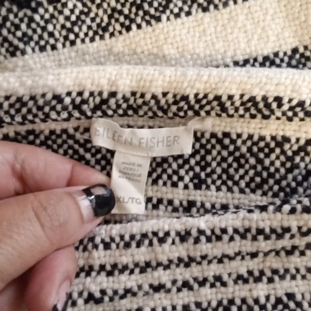 Eileen Fisher System Striped Woven Fringe Sweater Organic Cotton Womens XL - Image 6