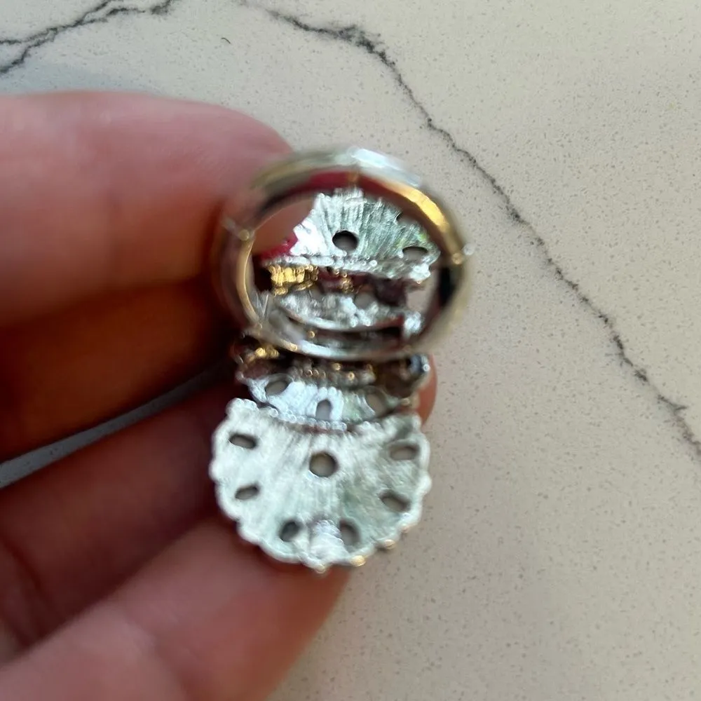 Western Cream Floral Ring Silver - Image 3