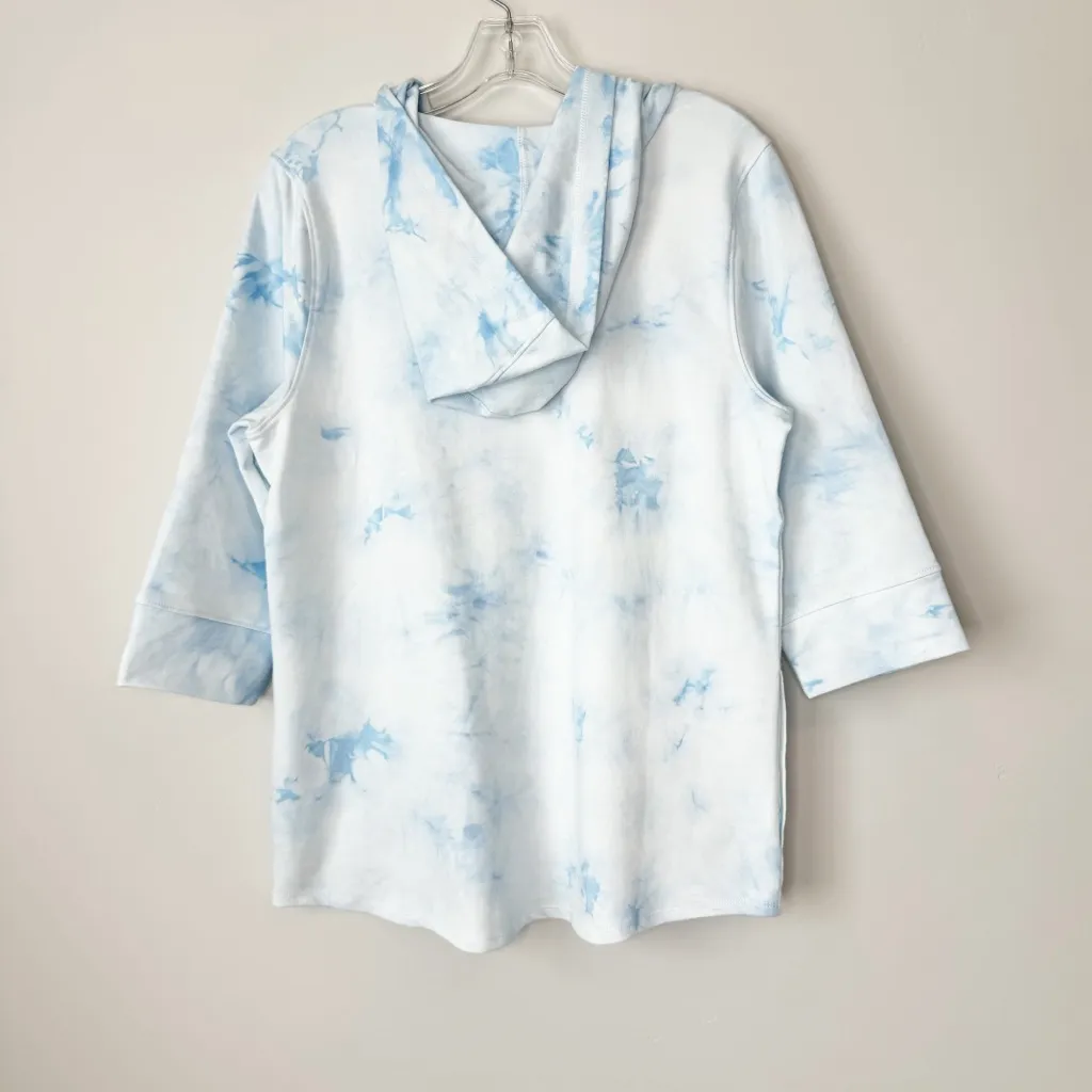 Quacker Factory Tie Dye Pullover Hoodie Sweatshirt Star Rhinestones Pockets - Image 3