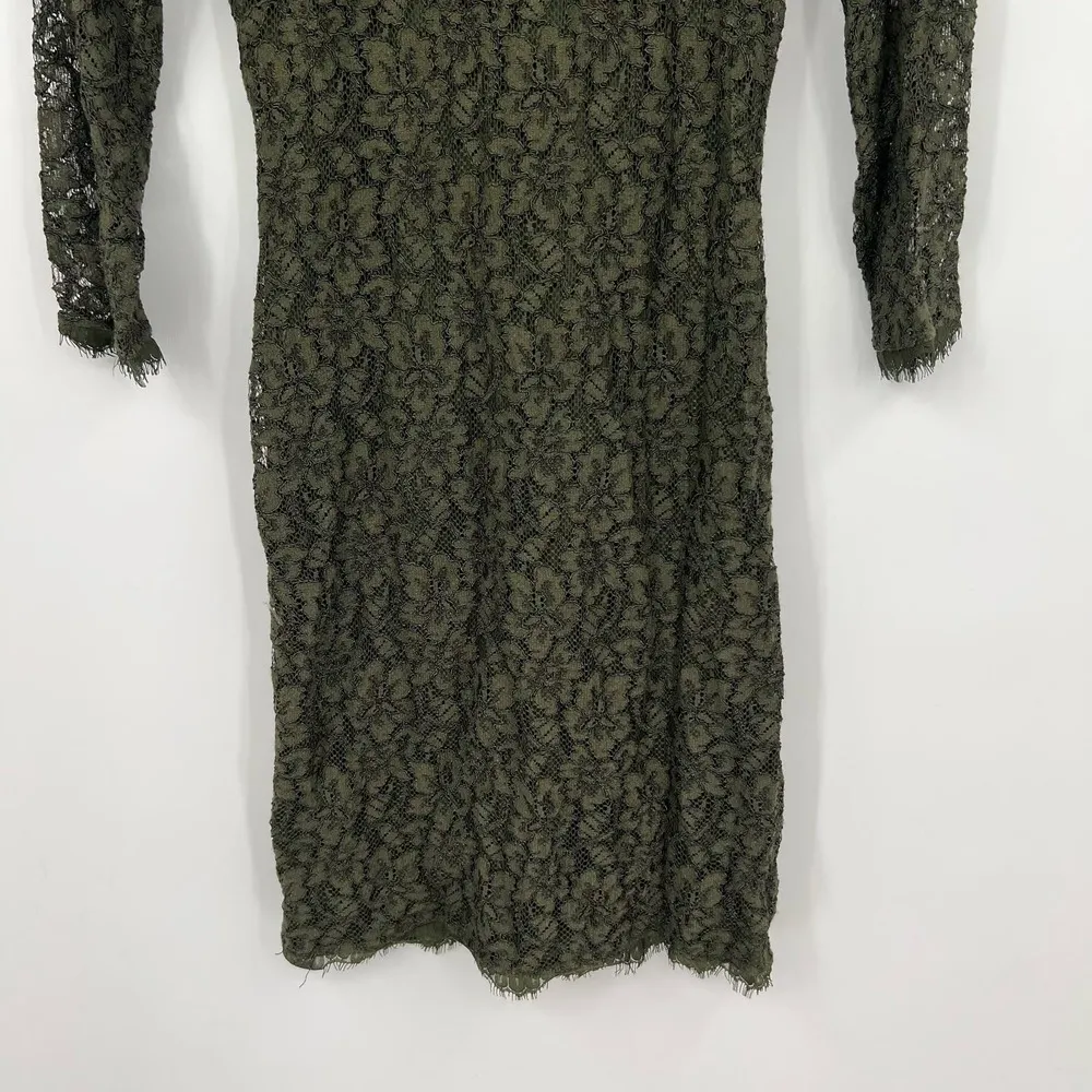 Diane von Furstenberg DVF Celebrity Zarita Lace Dress olive green party Size 4 - Image 6