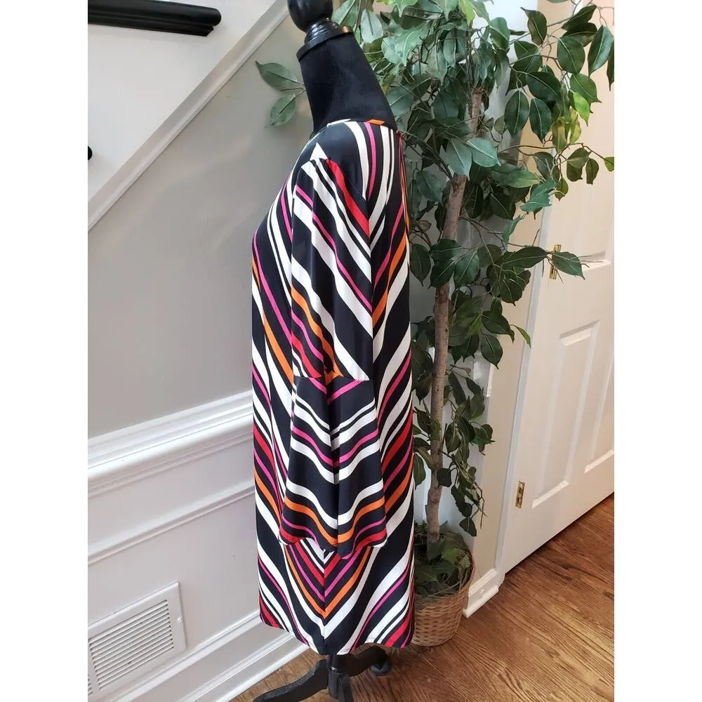 Tacera Women's Multicolor Polyester Scoop Neck Long Sleeve Knee Length Dress 1X - Image 7