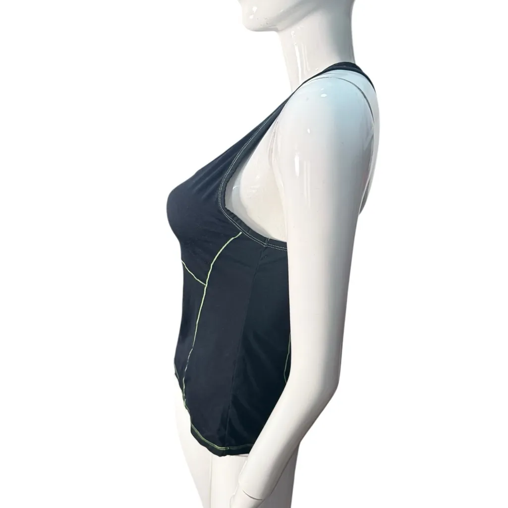 Fabletics Black athletic Tank Top with Green piping Medium - Image 2