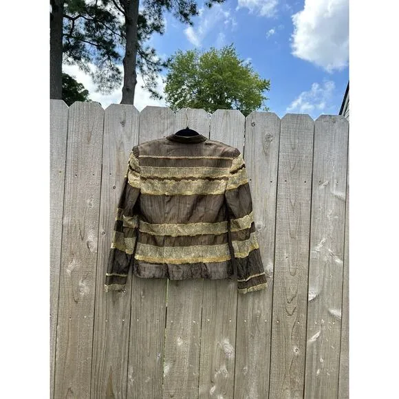 Danny & Nicole jacket blazer Womens 2P Boho Fairy Stripe Cottagecore‎ Fall - Image 6