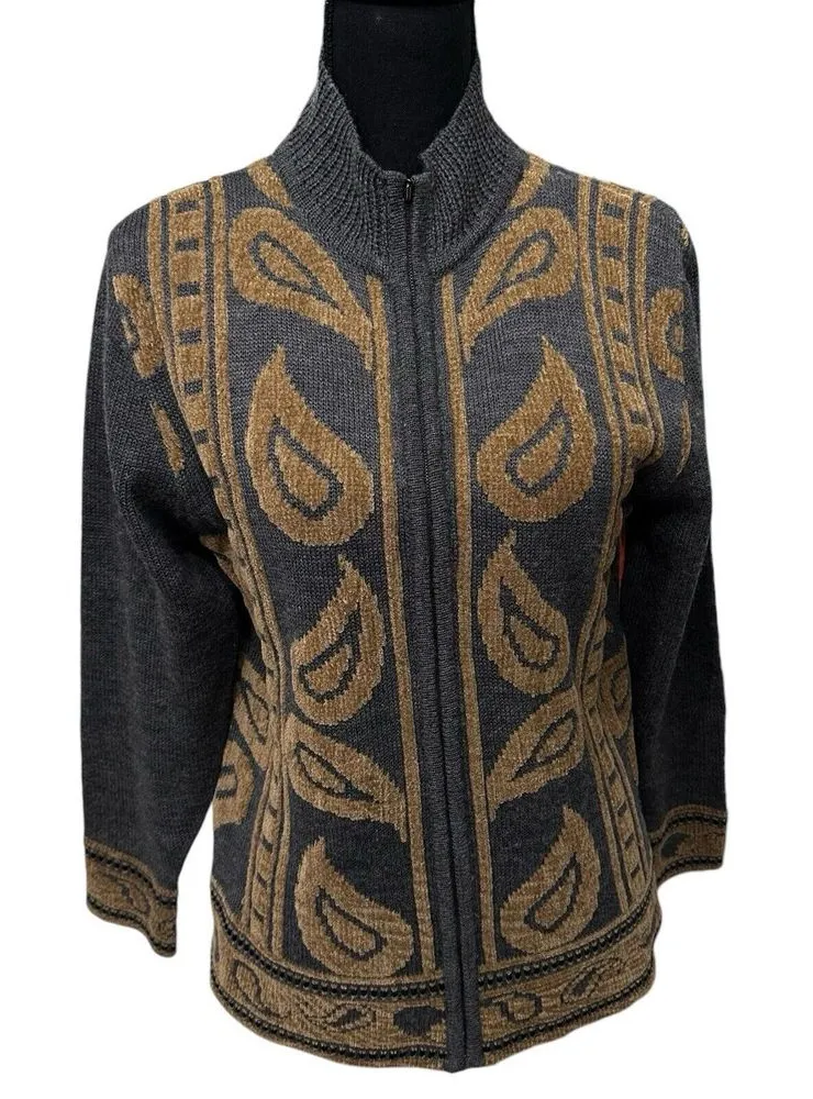 Pendleton Sweater Womens Small Gray Cardigan Full Zip Wool Acrylic Jacket VTG - Image 1