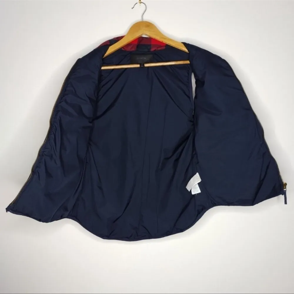J Crew Excursion Quilted Puffer Vest Red Blue Buffalo Plaid Women's XS B0255 - Image 8