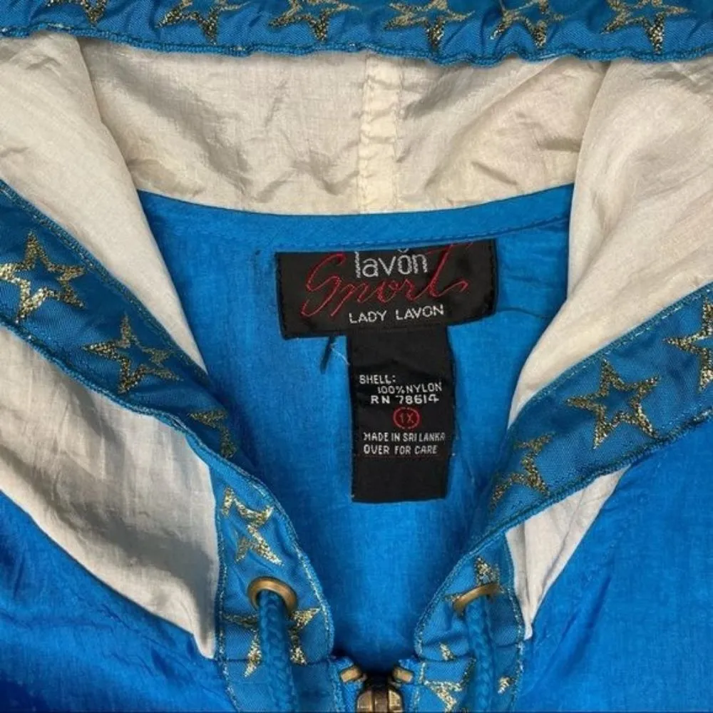 Vintage Lavon short lady lavon windbreaker nylon jacket with star embroidered tr - Image 4