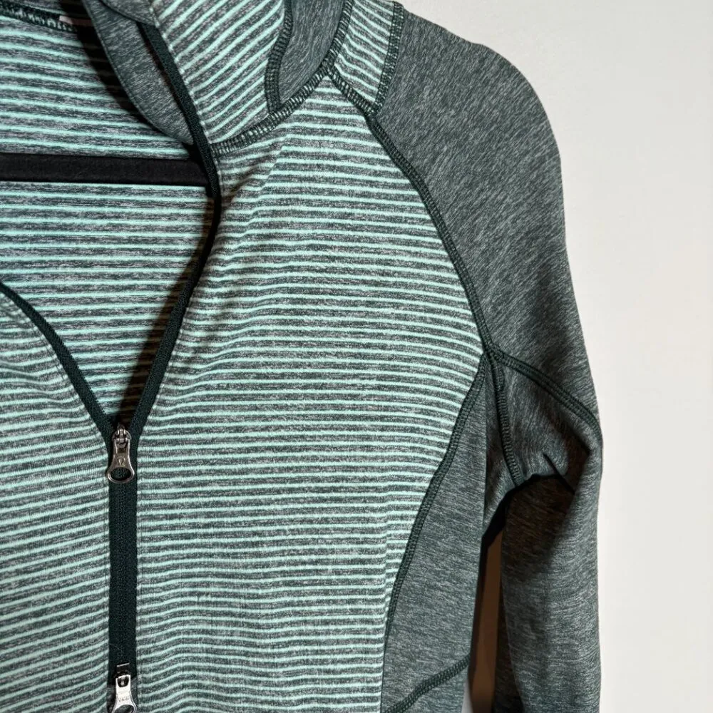 Lululemon Race Your Pace 1/2 Zip Hyper Stripe Heathered Fuel Green - Image 3