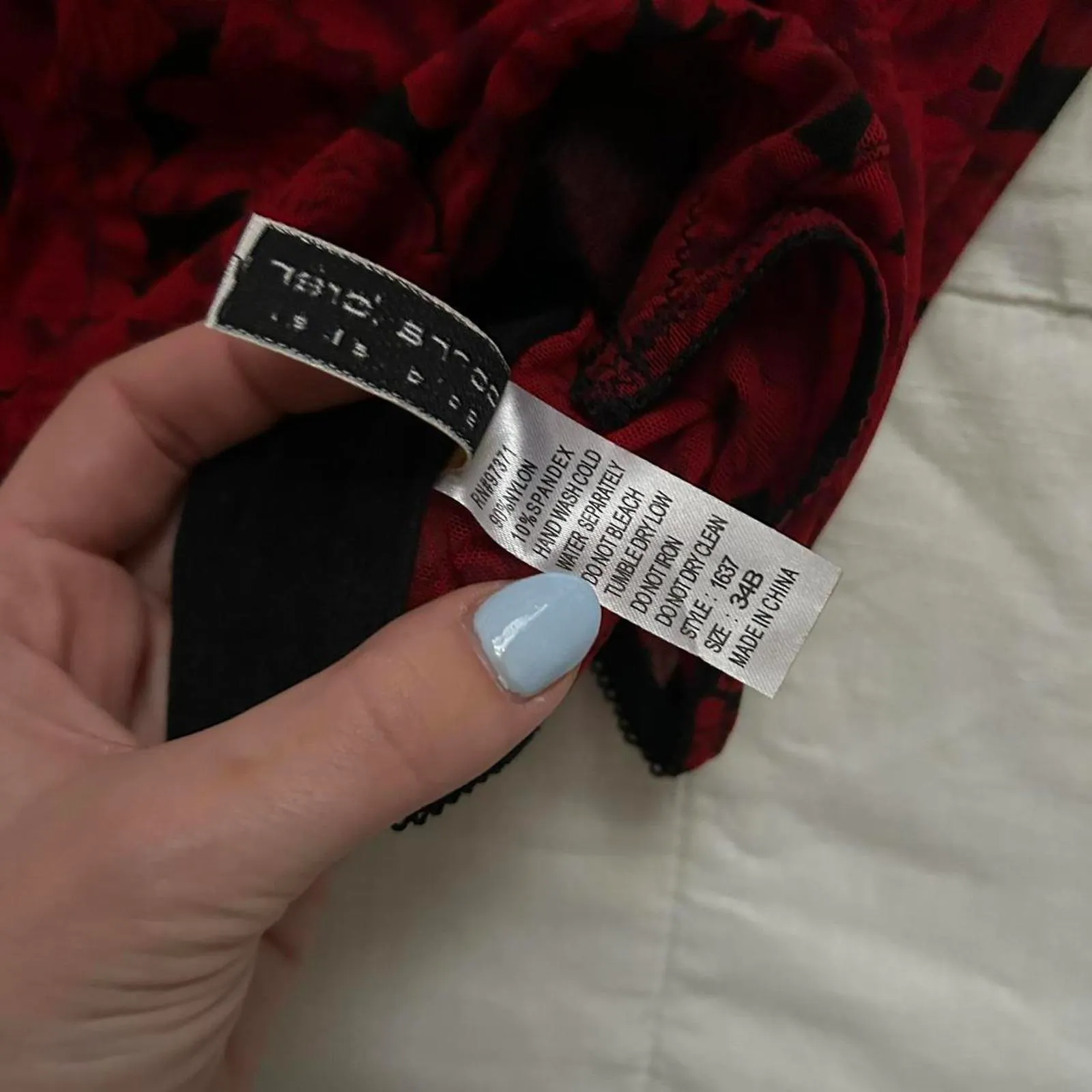 Red rose print and black mesh corset top Size 34B - Image 8